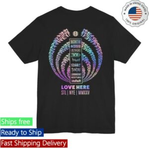 Bassnectar Merch Store Love Here St. Louis Calligraphy Bass Drop Shirt