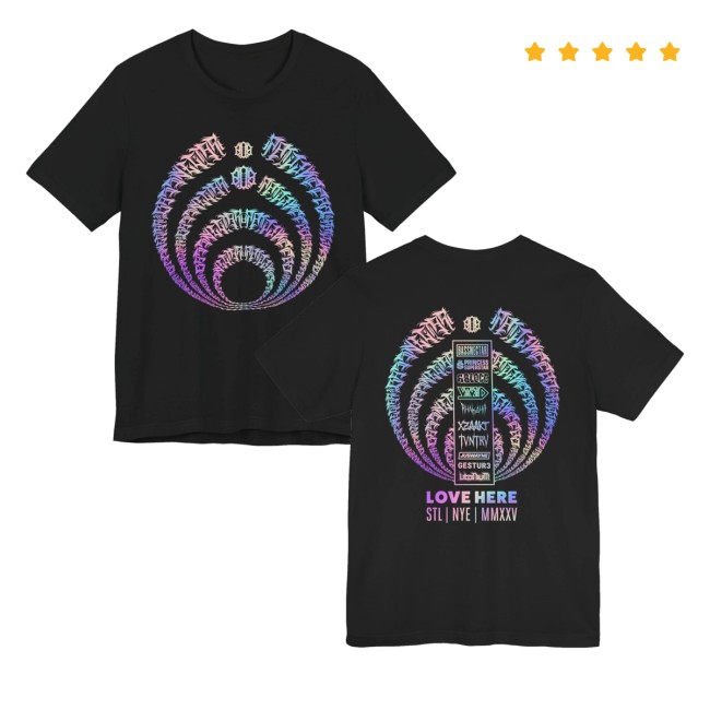 Bassnectar Merch Store Love Here St. Louis Calligraphy Bass Drop Shirt