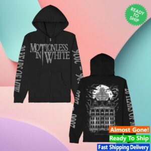 Motionless In White Store Merch Throwback Logo Zip Up Hoodie (Black)