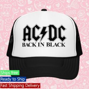 Acdc Store Merch Back In Black Logo Trucker Hat