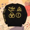 Bioworld Merchandising Store Led Zeppelin Swan Song Iconography Men's Oversized Black Crew Neck Sweatshirt