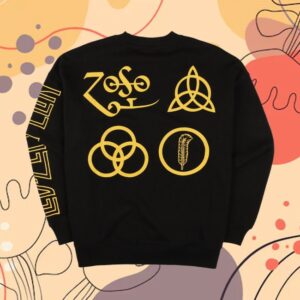Bioworld Merchandising Store Led Zeppelin Swan Song Iconography Men's Oversized Black Crew Neck Sweatshirt
