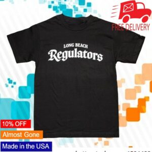 Long Beach Coast Store Merch Long Beach Regulators Logo Adult Black T-Shirt