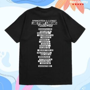 Bruce Springsteen Merch Store 2026 Land Of Hope & Dreams American Tour No Kings Shirt Black
