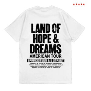 Bruce Springsteen Merch Store 2026 Land Of Hope & Dreams American Tour No Kings Shirt White